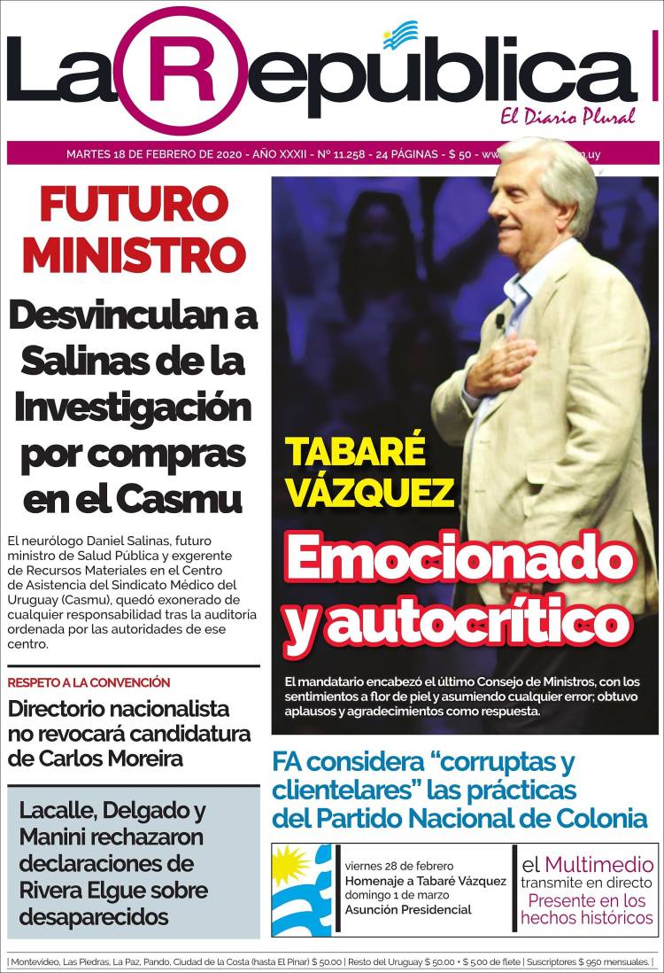 Portada de La República (Uruguay)