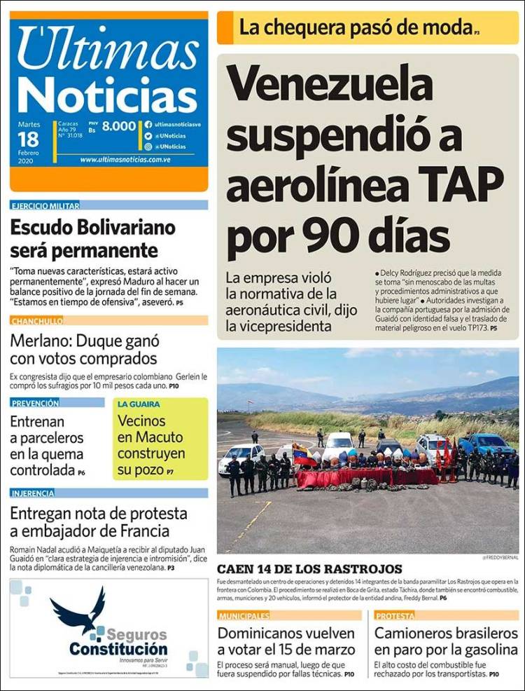 Portada de Últimas Noticias (Venezuela)