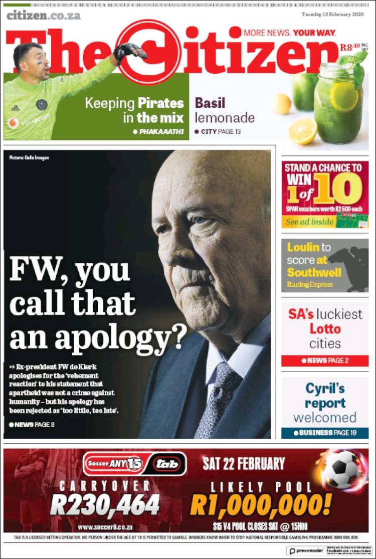 Portada de The Citizen (Sud&aacute;frica)