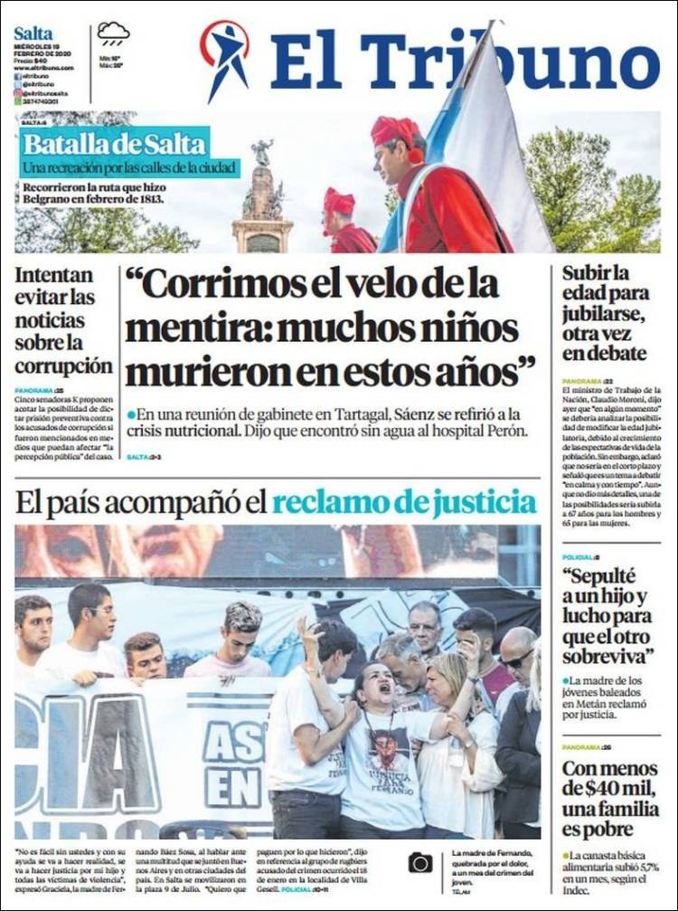 Portada de El Tribuno - Salta (Argentina)