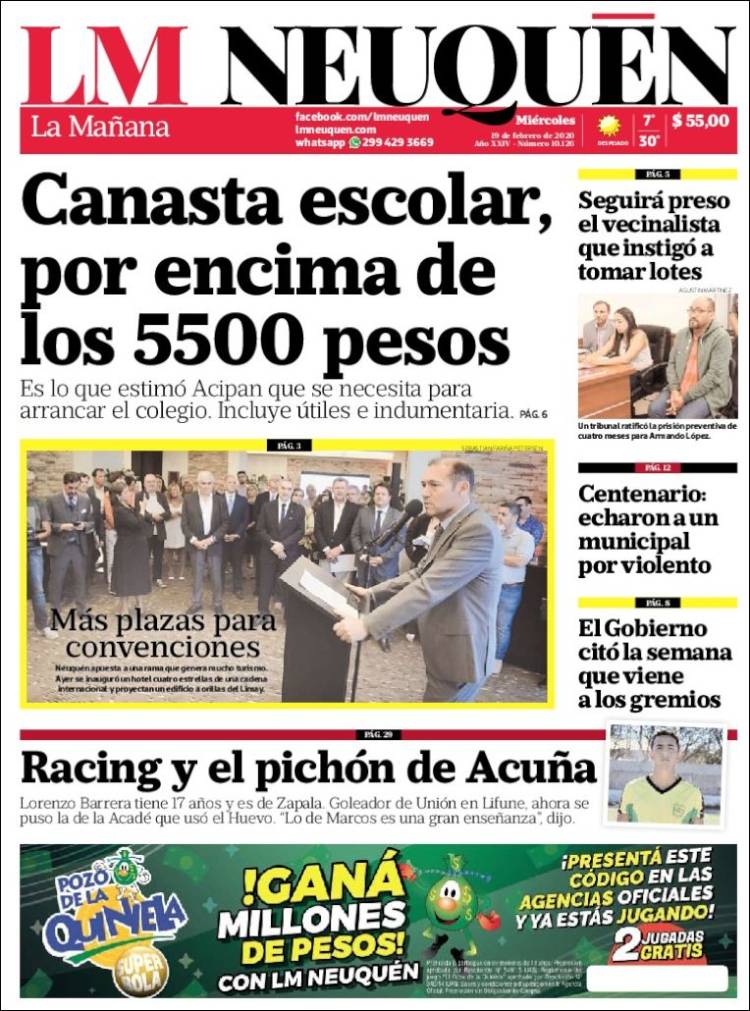 Portada de La Mañanade Neuquén (Argentina)