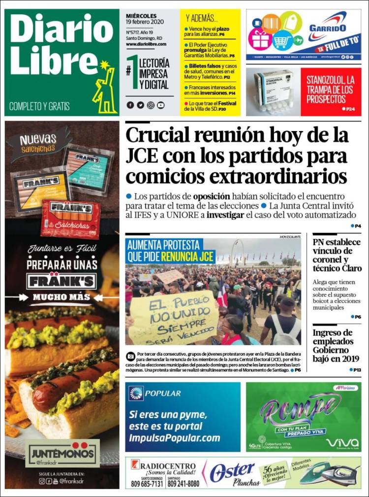 Portada de Diario Libre (R. Dominicana)