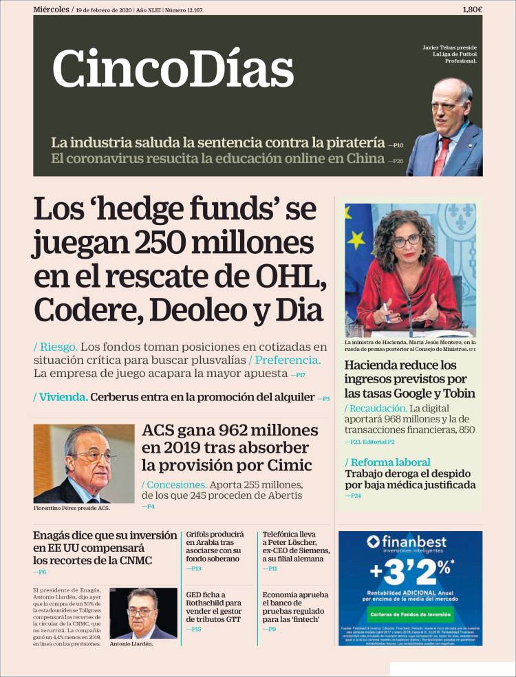Portada de Cinco Días (Espa&ntilde;a)