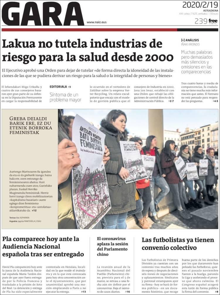 Portada de Gara (Espa&ntilde;a)