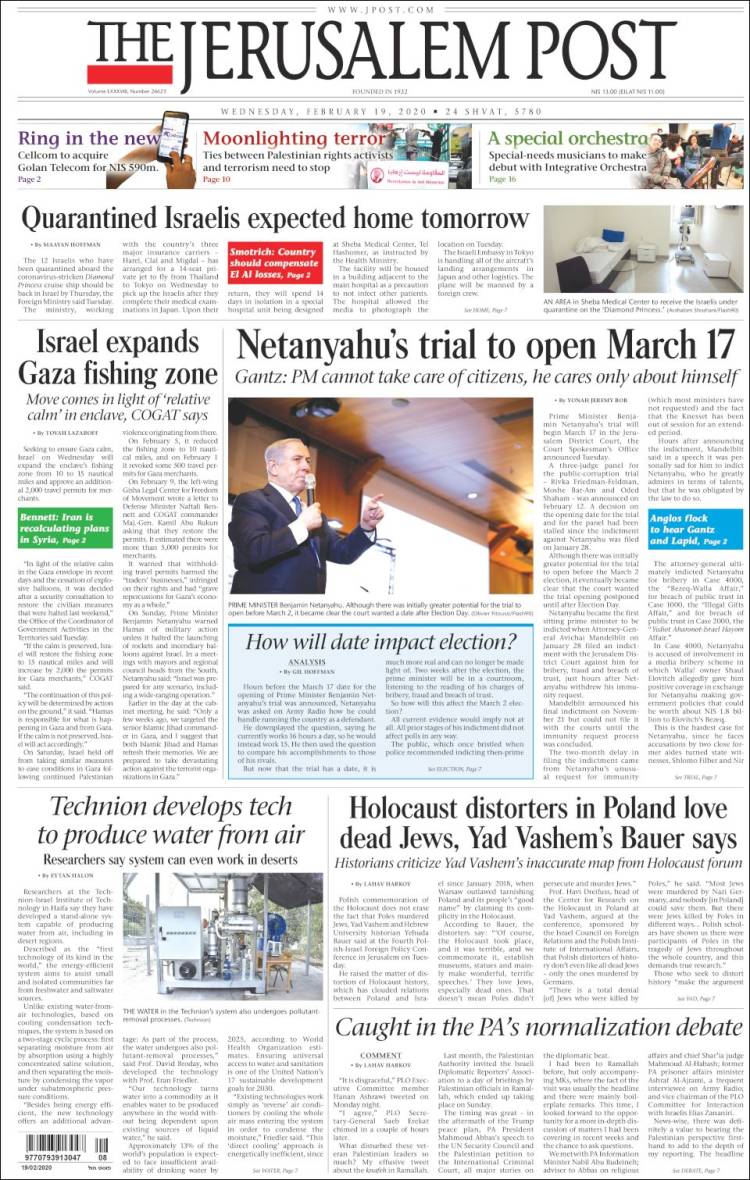 Portada de The Jerusalem Post (Israel)