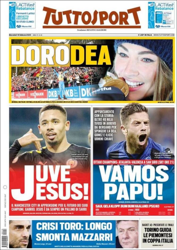 Portada de Tuttosport (Italia)