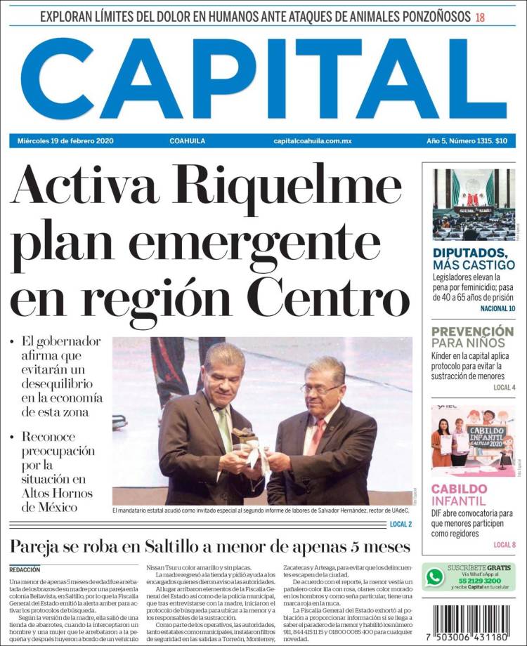 Portada de Capital Coahuila (México)