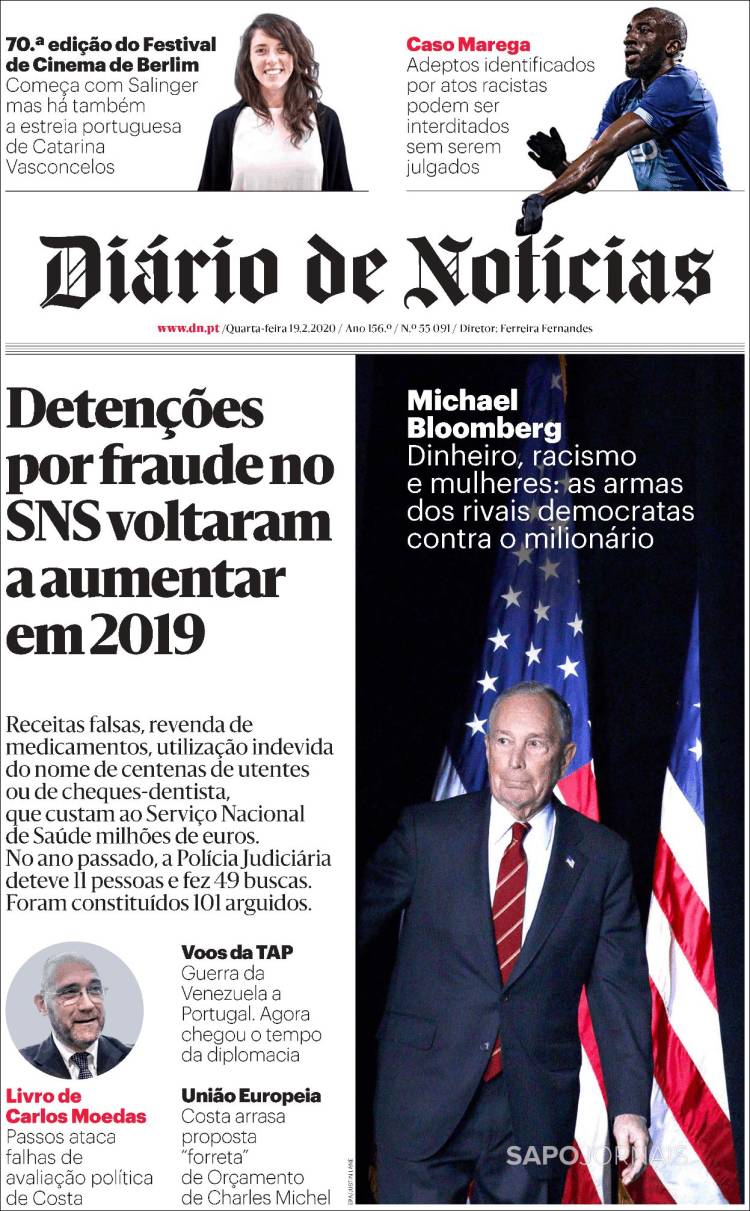 Portada de Diário de Noticias (Portugal)