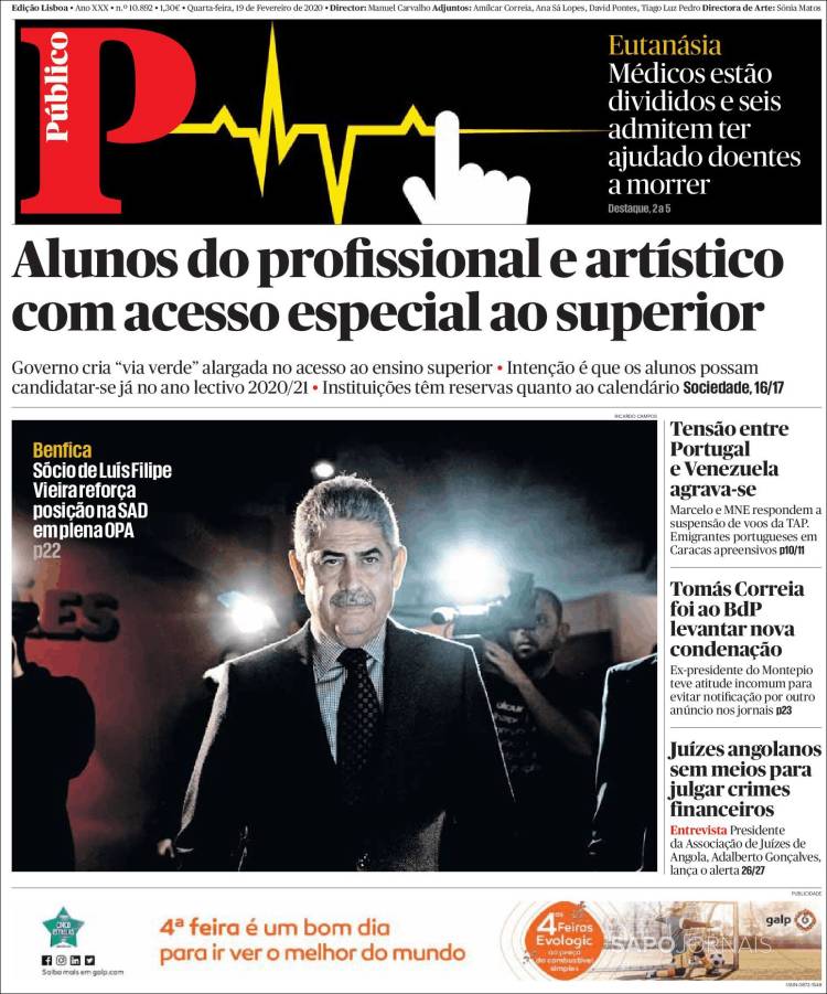 Portada de Público (Portugal)