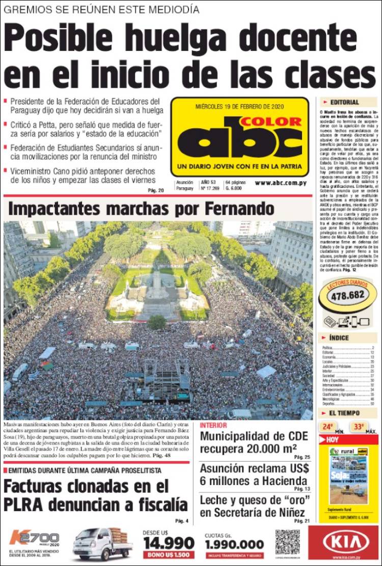 Portada de ABC Color (Paraguay)