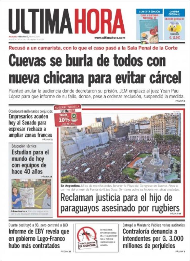 Portada de Última Hora (Paraguay)