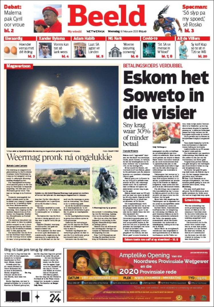 Portada de Beeld (Sud&aacute;frica)