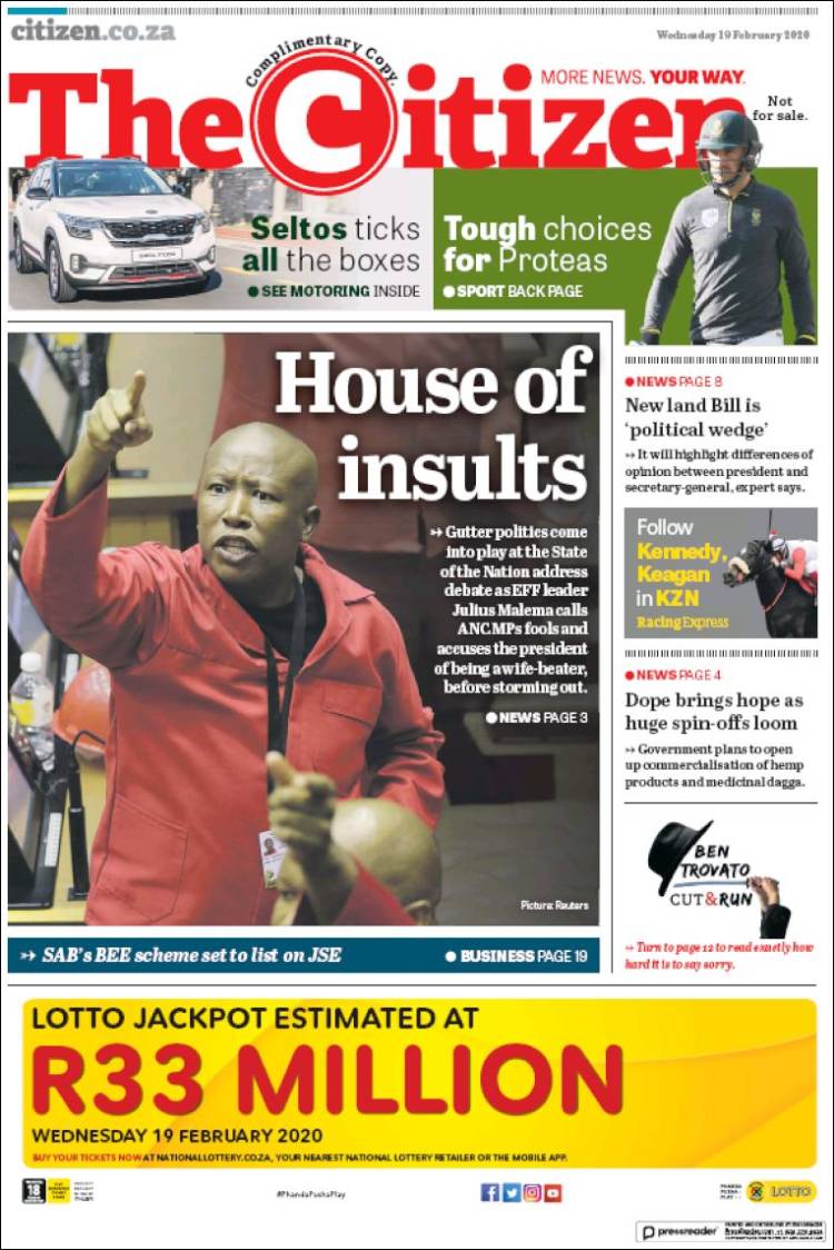 Portada de The Citizen (Sud&aacute;frica)