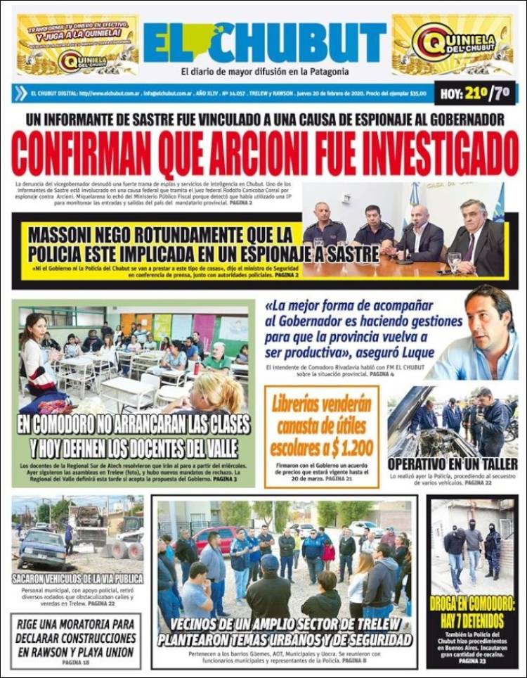 Portada de El Chubut (Argentina)