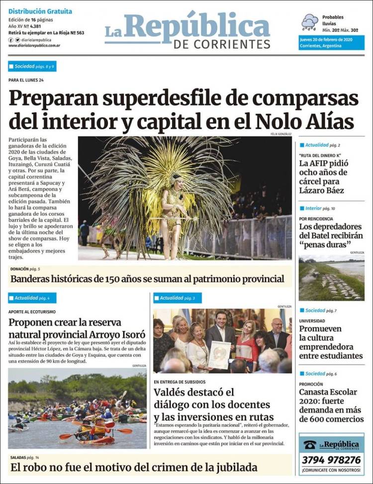 Portada de La República de Corrientes (Argentina)