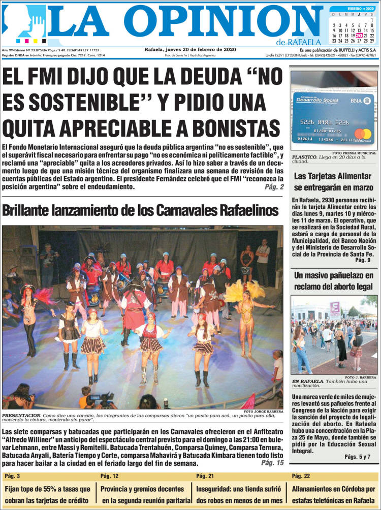 Portada de La Opinión (Argentina)