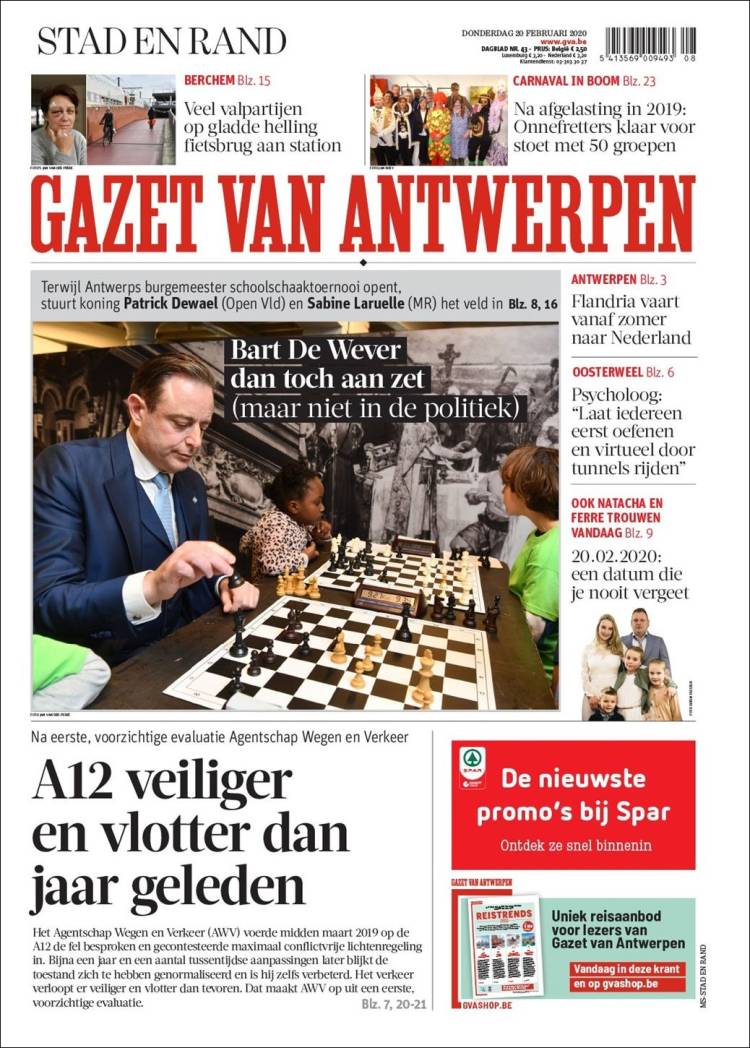 Portada de Gazet van Antwerpen (B&eacute;lgica)