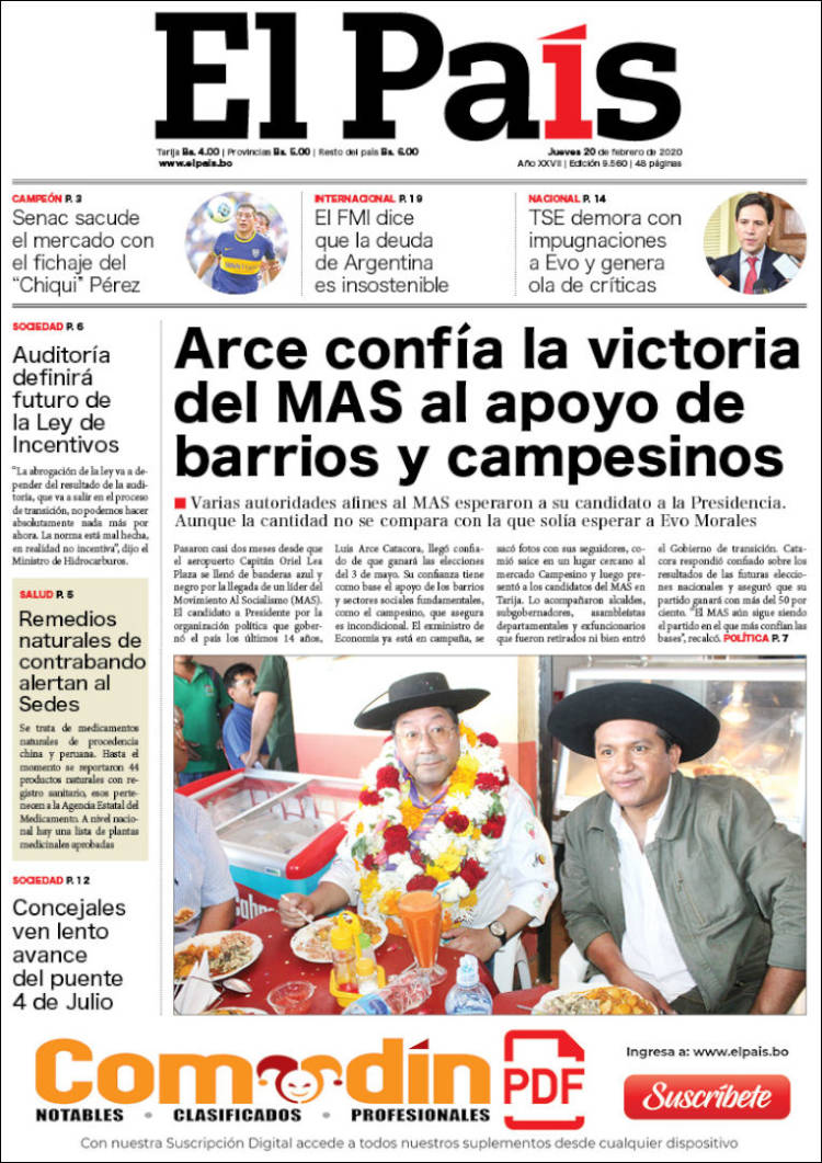 Portada de El País (Bolivia)