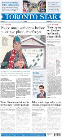 Portada de The Toronto Star (Canadá)