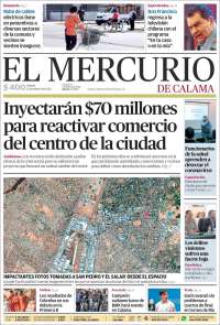 Portada de El Mercurio - Calama (Chile)