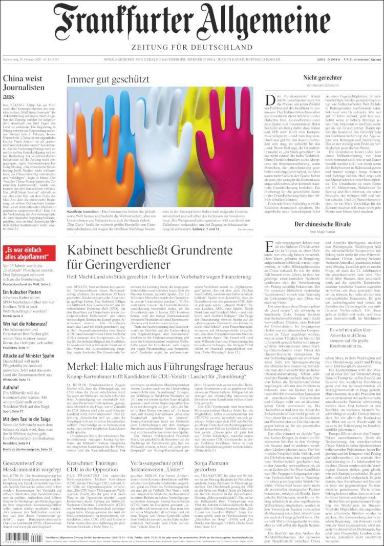 Portada de Frankfurter Allgemeine (Alemania)