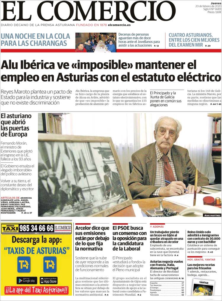 Portada de El Comercio (Espa&ntilde;a)
