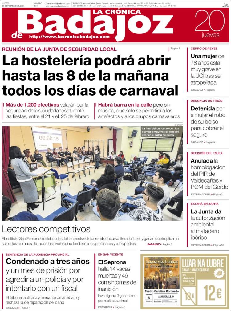 Portada de El Periódico de Extremadura (Espa&ntilde;a)