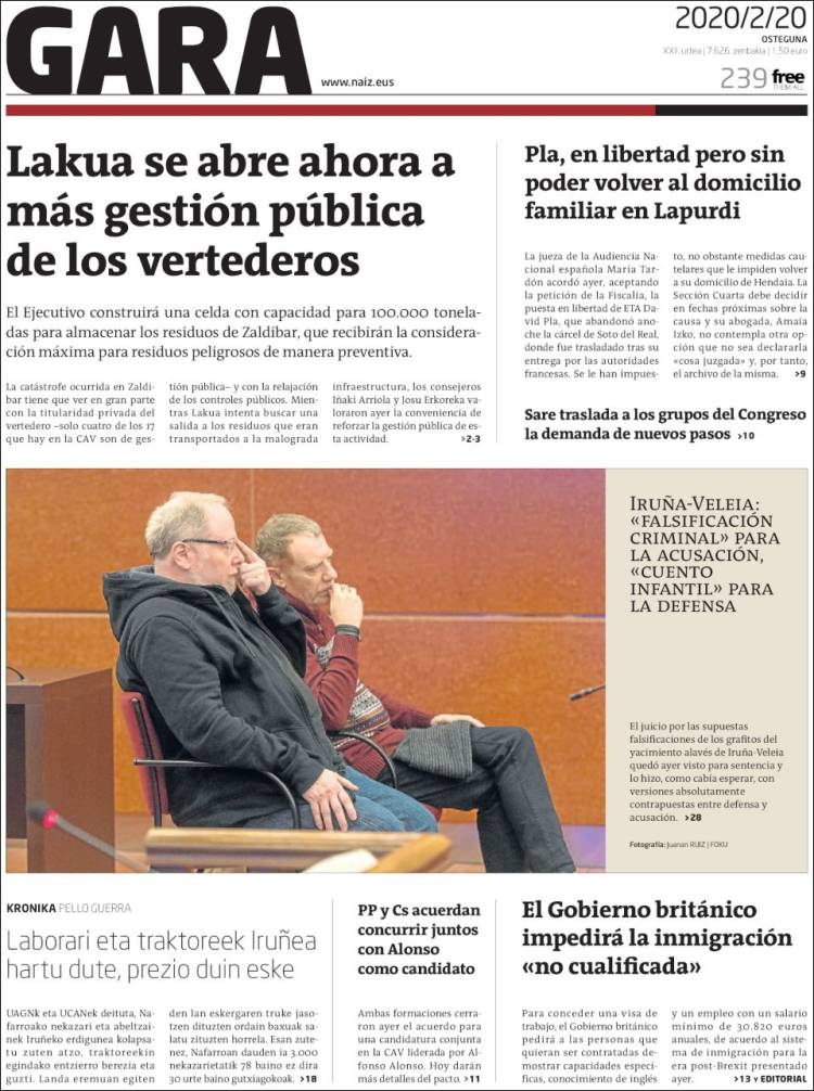 Portada de Gara (Espa&ntilde;a)