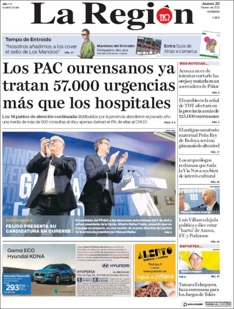 Portada de La Región de Ourense (Espa&ntilde;a)