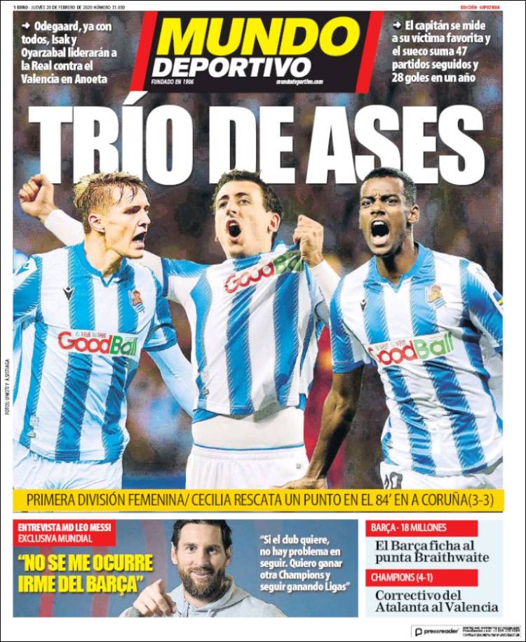 Portada de Mundo Deportivo Gipuzkoa (Espa&ntilde;a)