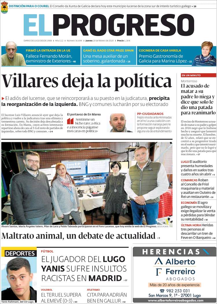 Portada de El Progreso (Espa&ntilde;a)
