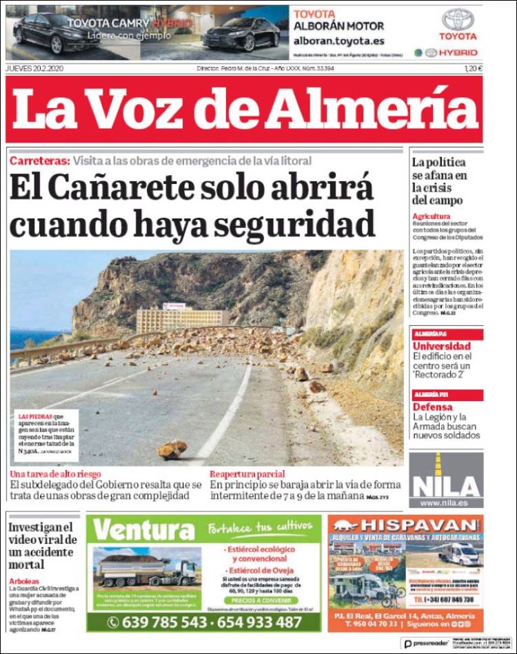 Portada de La Voz de Almería (Espa&ntilde;a)