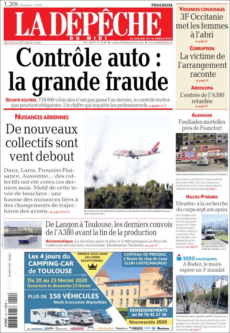 Portada de La Dépêche du Midi (Francia)