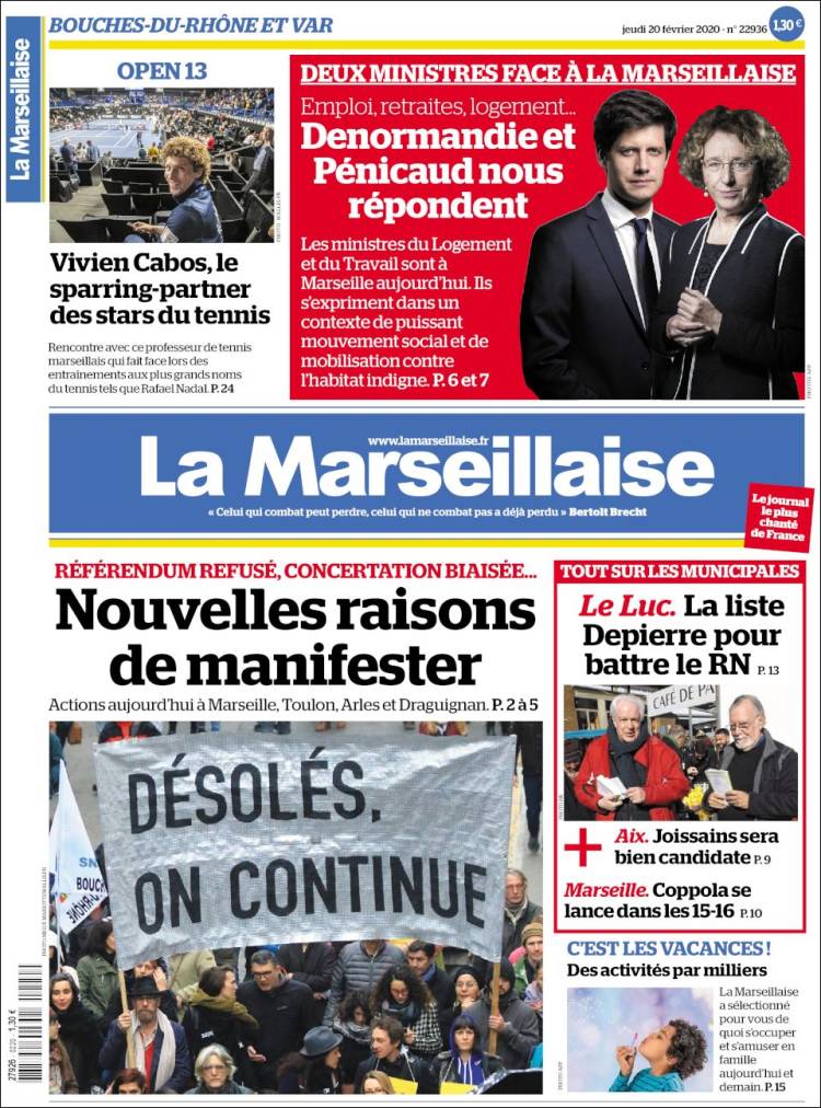 Portada de La Marseillaise (Francia)