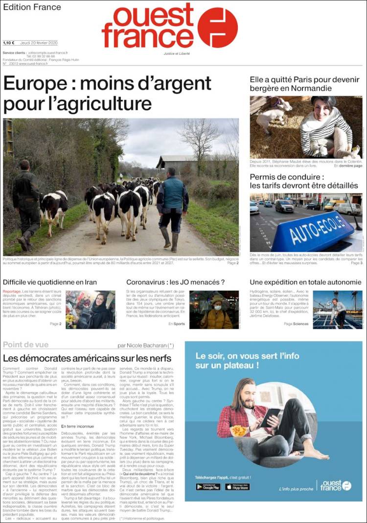 Portada de Ouest France (Francia)
