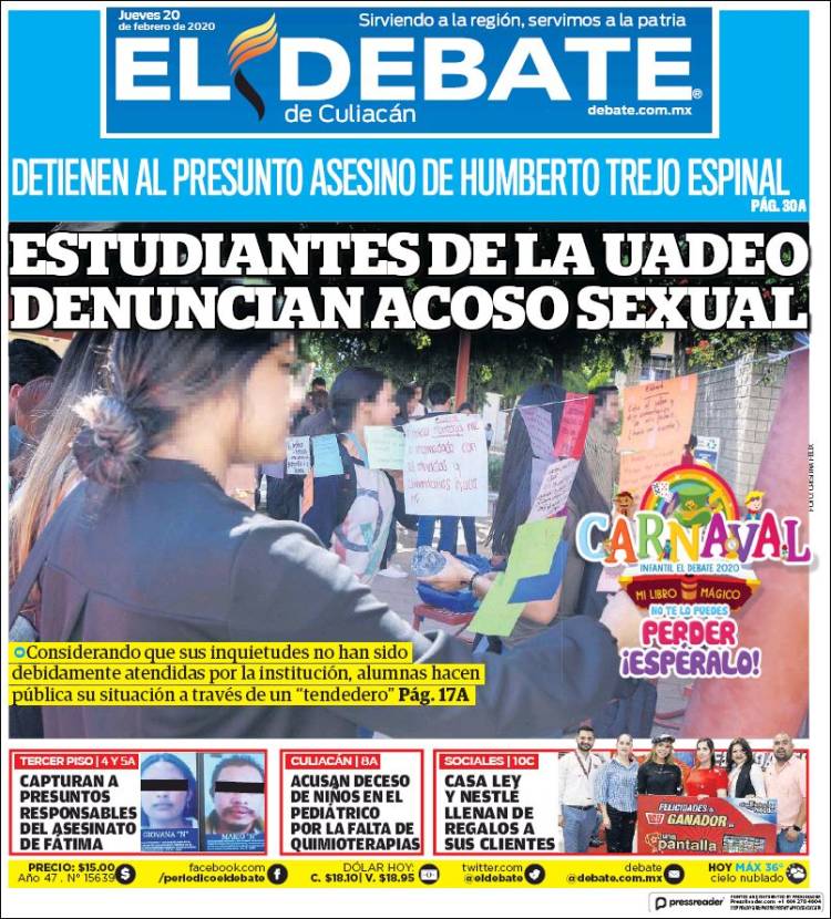 Portada de El Debate de Culiacán (México)