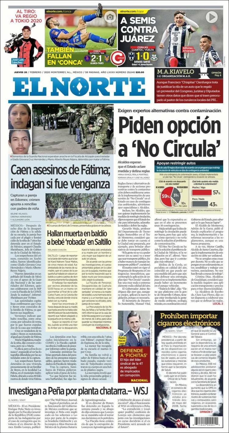 Portada de El Norte (México)