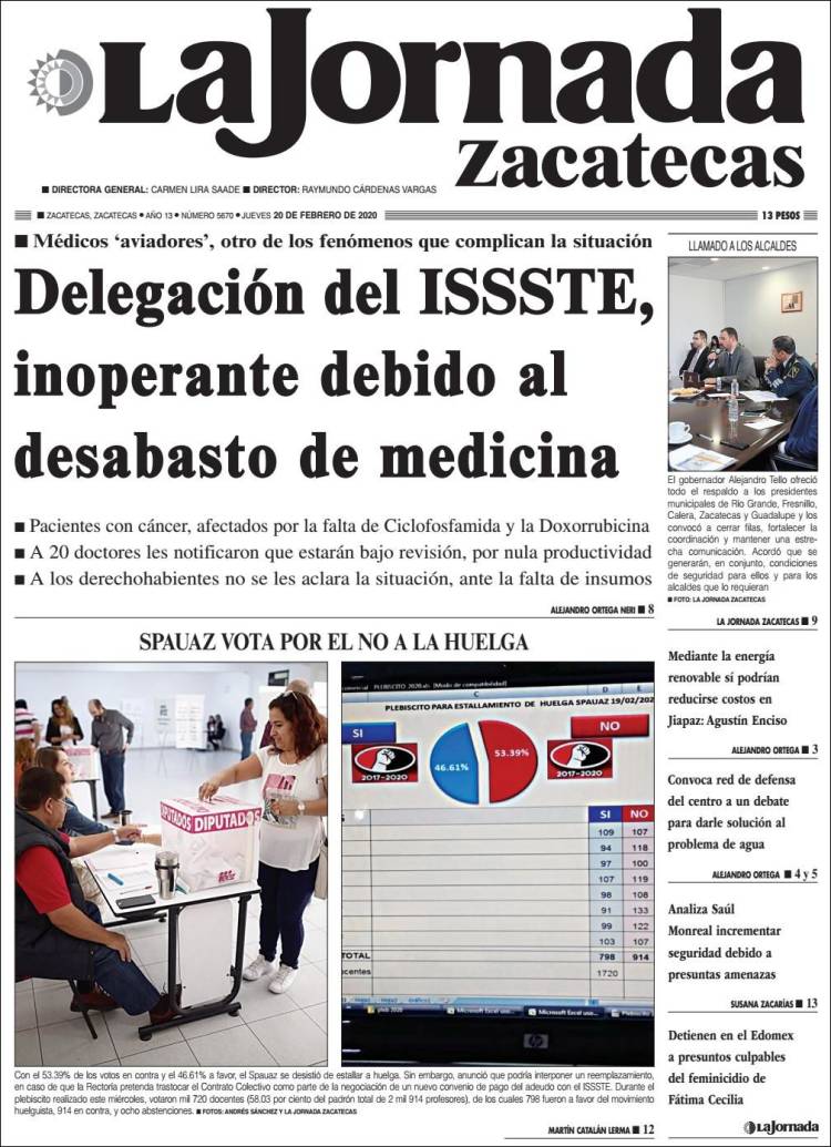 Portada de Jornada de Zacatecas (México)