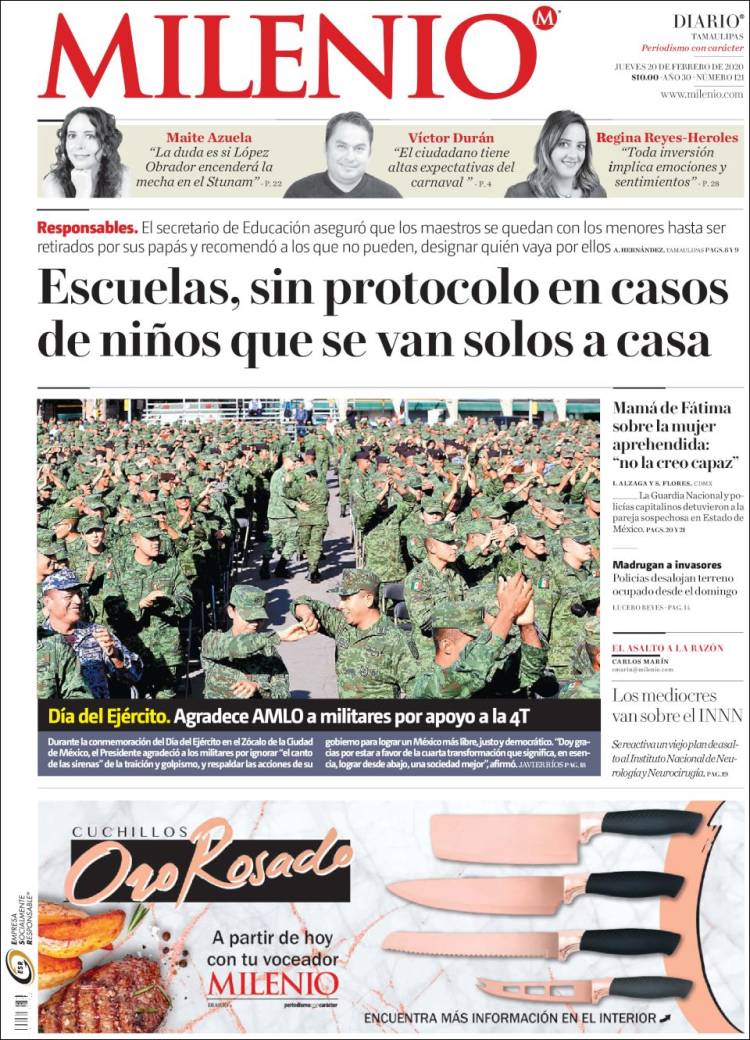 Portada de Milenio - Tamaulipas (México)