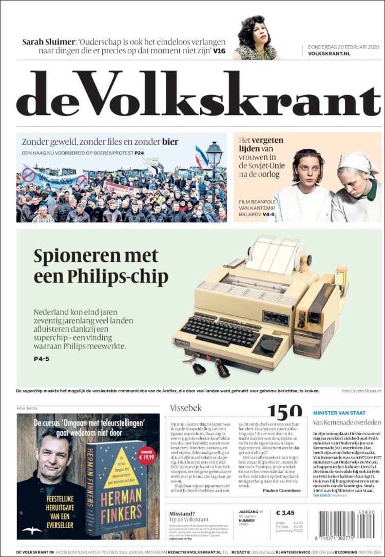 Portada de De Volkskrant (Pa&iacute;ses Bajos)