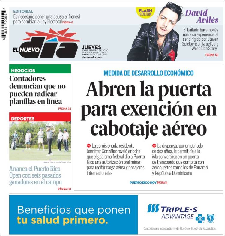 Portada de El Nuevo Día (Puerto Rico)