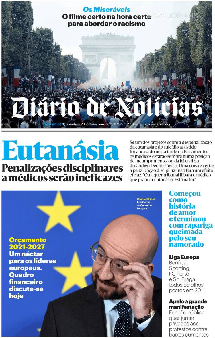 Portada de Diário de Noticias (Portugal)
