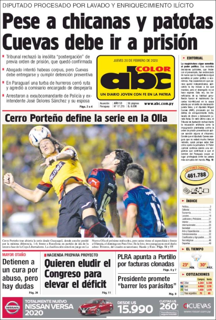 Portada de ABC Color (Paraguay)