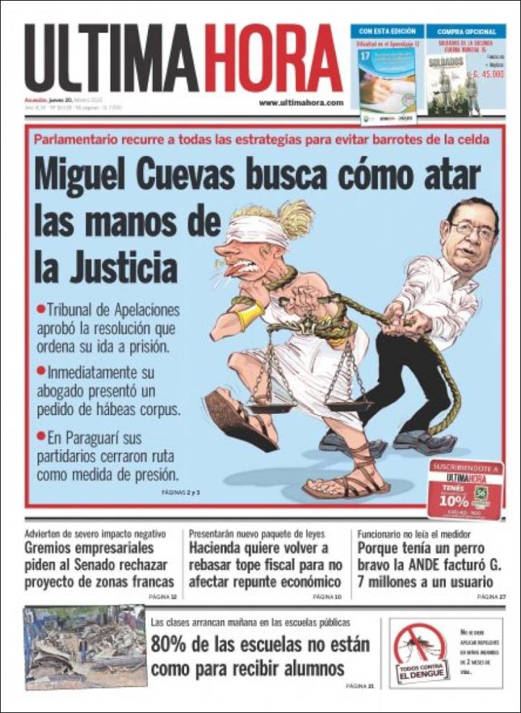 Portada de Última Hora (Paraguay)