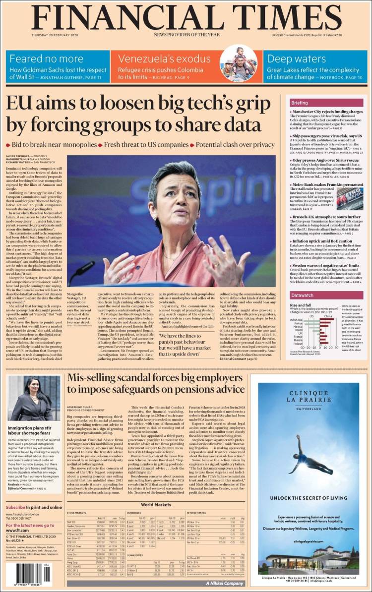 Portada de Financial Times (Reino Unido)