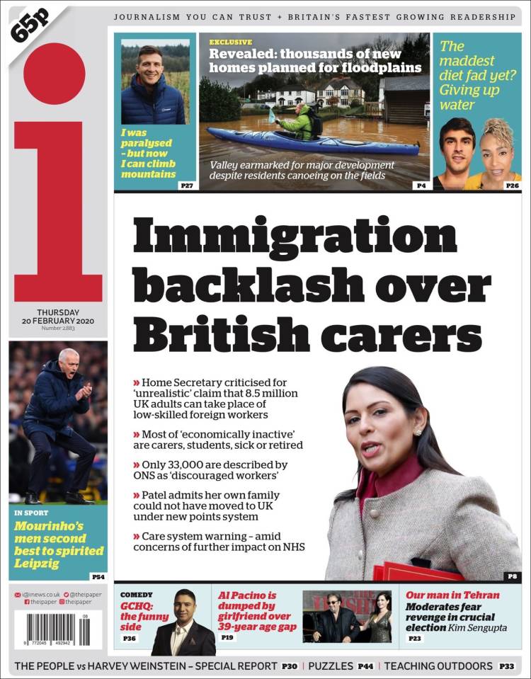 Portada de The i (Reino Unido)