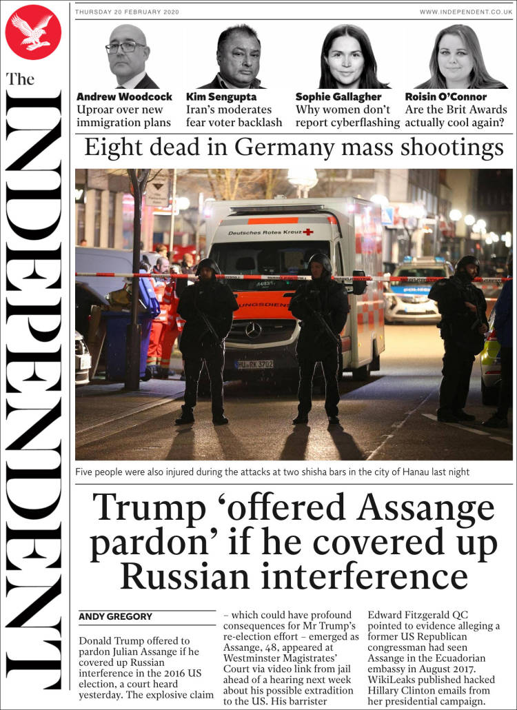 Portada de The Independent (Reino Unido)