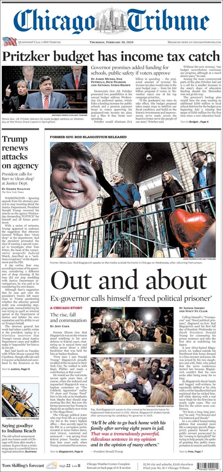 Portada de Chicago Tribune (USA)