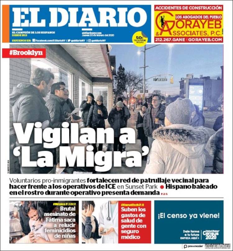 Portada de El Diario NY (USA)