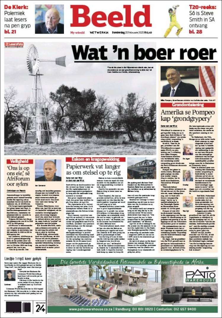 Portada de Beeld (Sud&aacute;frica)